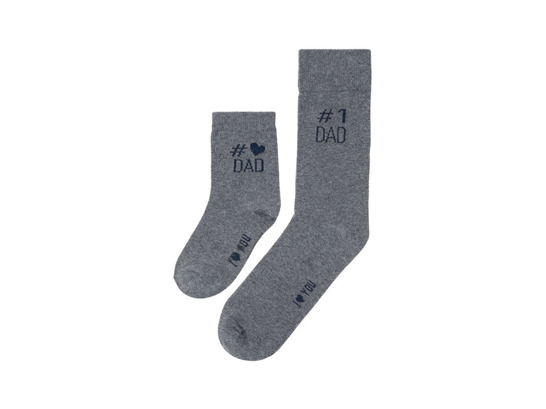 Pánské / Dětské ponožky, 2 páry (43–46 / 23–26, tmavě šedá)