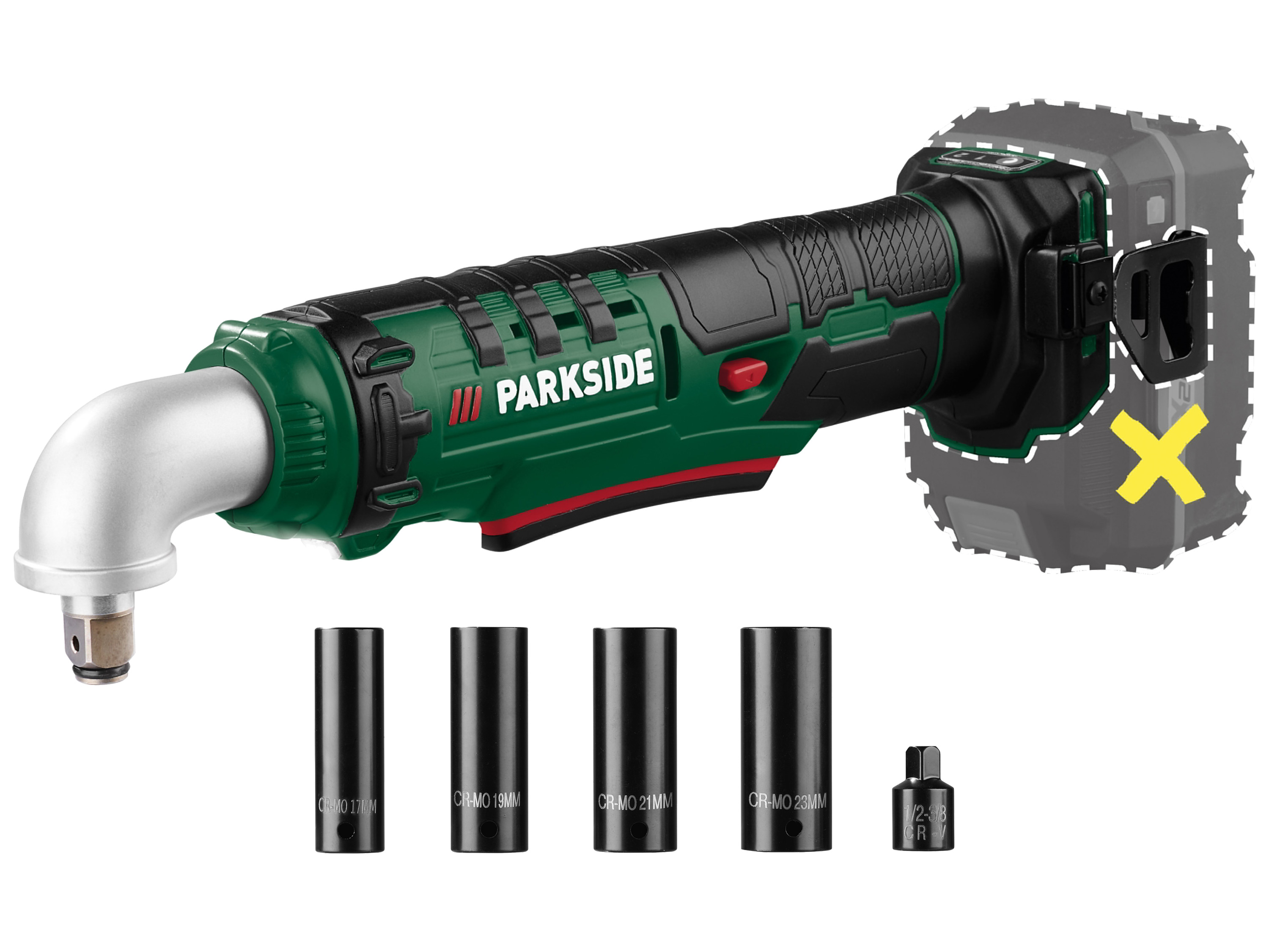 Parkside® Aku úhlový rázový utahovák Paws 20 A1 – bez akumulátoru a nabíječky