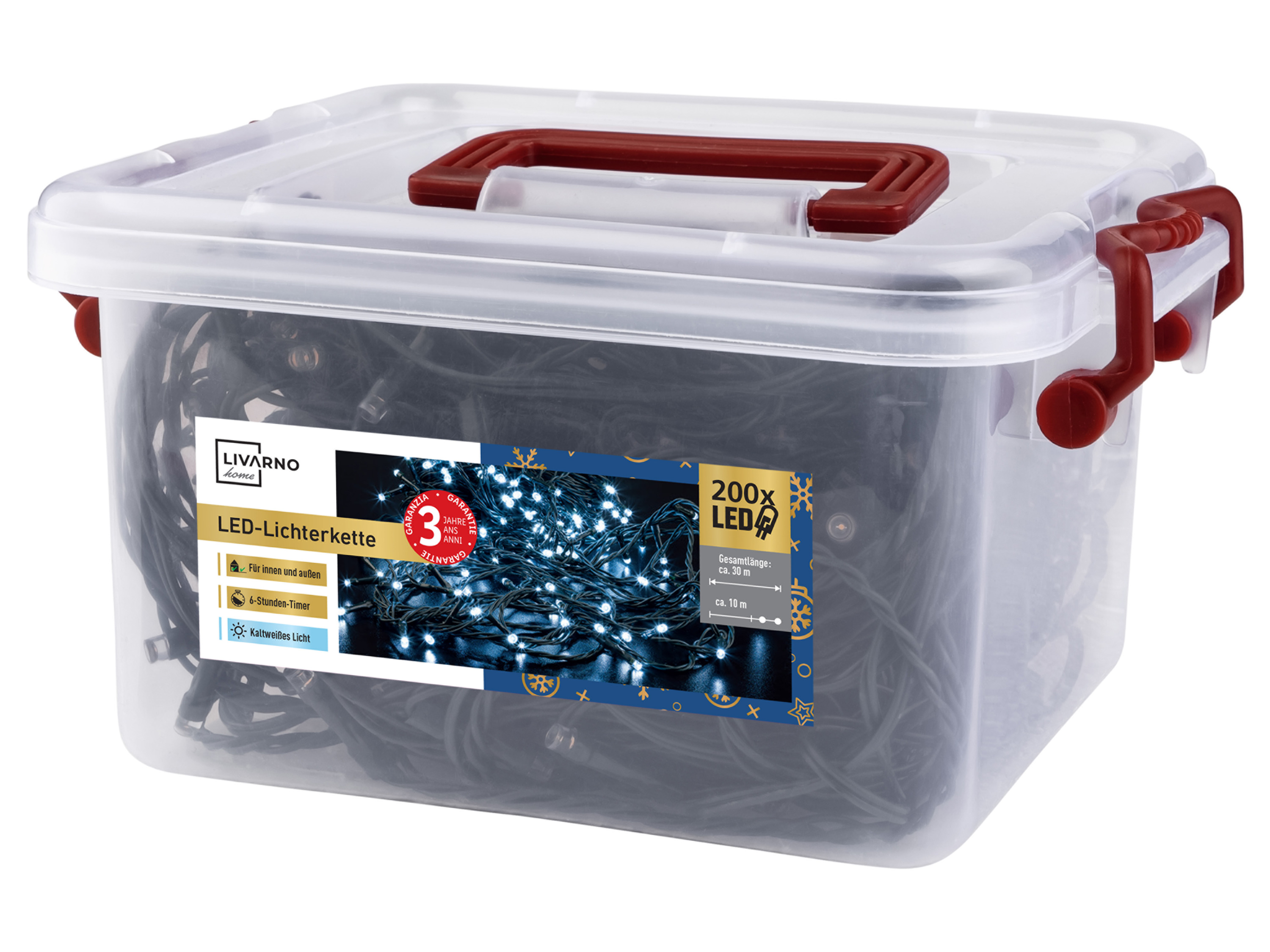 Livarno home Světelný LED řetěz, 200 LED (studená bílá)
