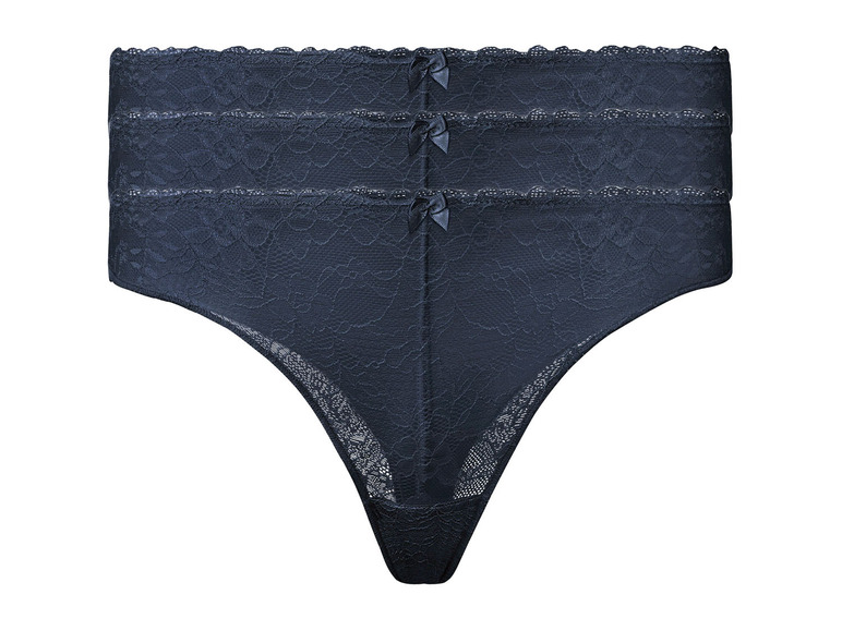 esmara Dámské krajkové kalhotky, 3 kusy (L (44/46), navy modrá)