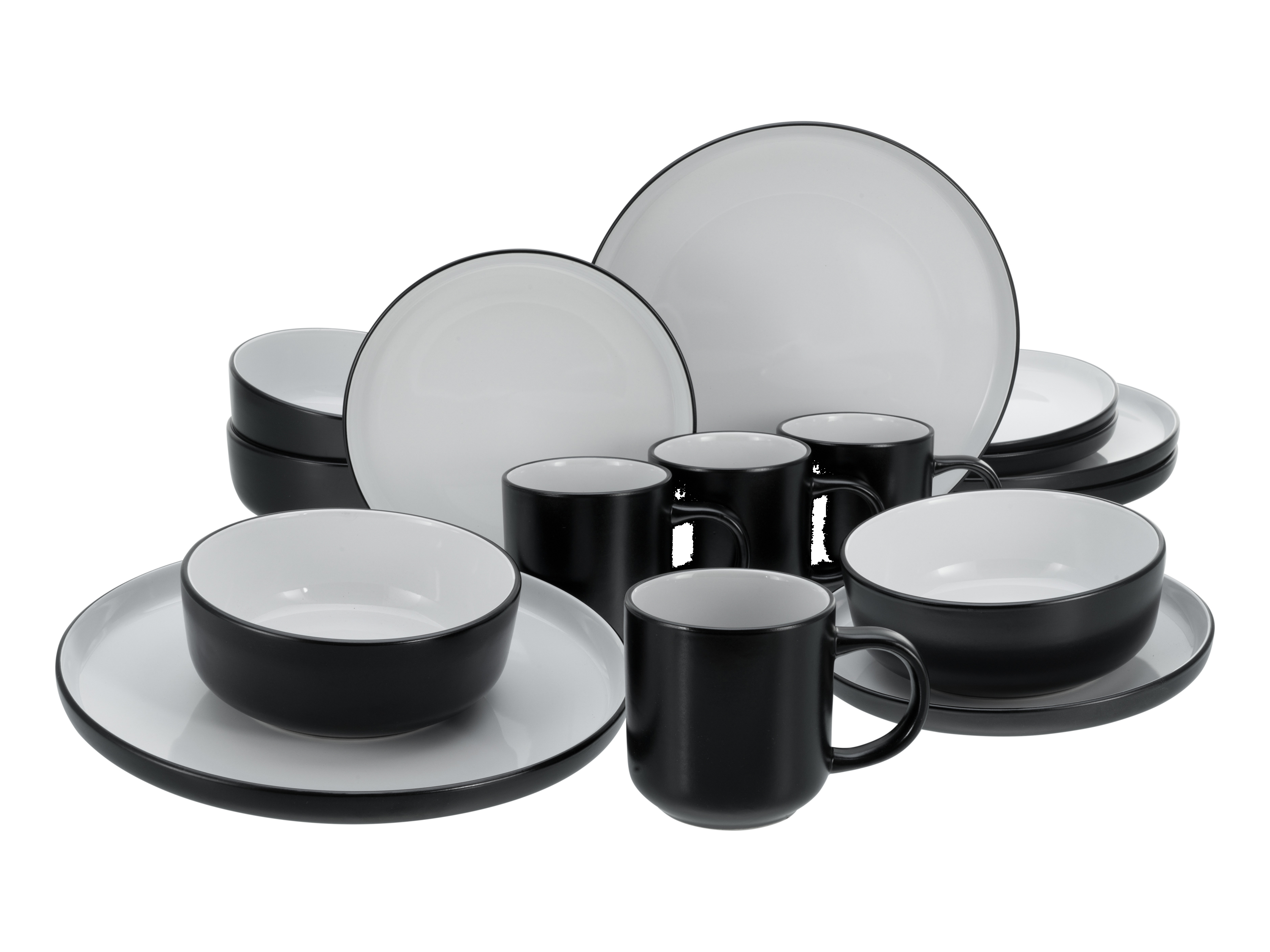 Creatable Jídelní servis Nordic Cool Black (16dílný kombinovaný servis)