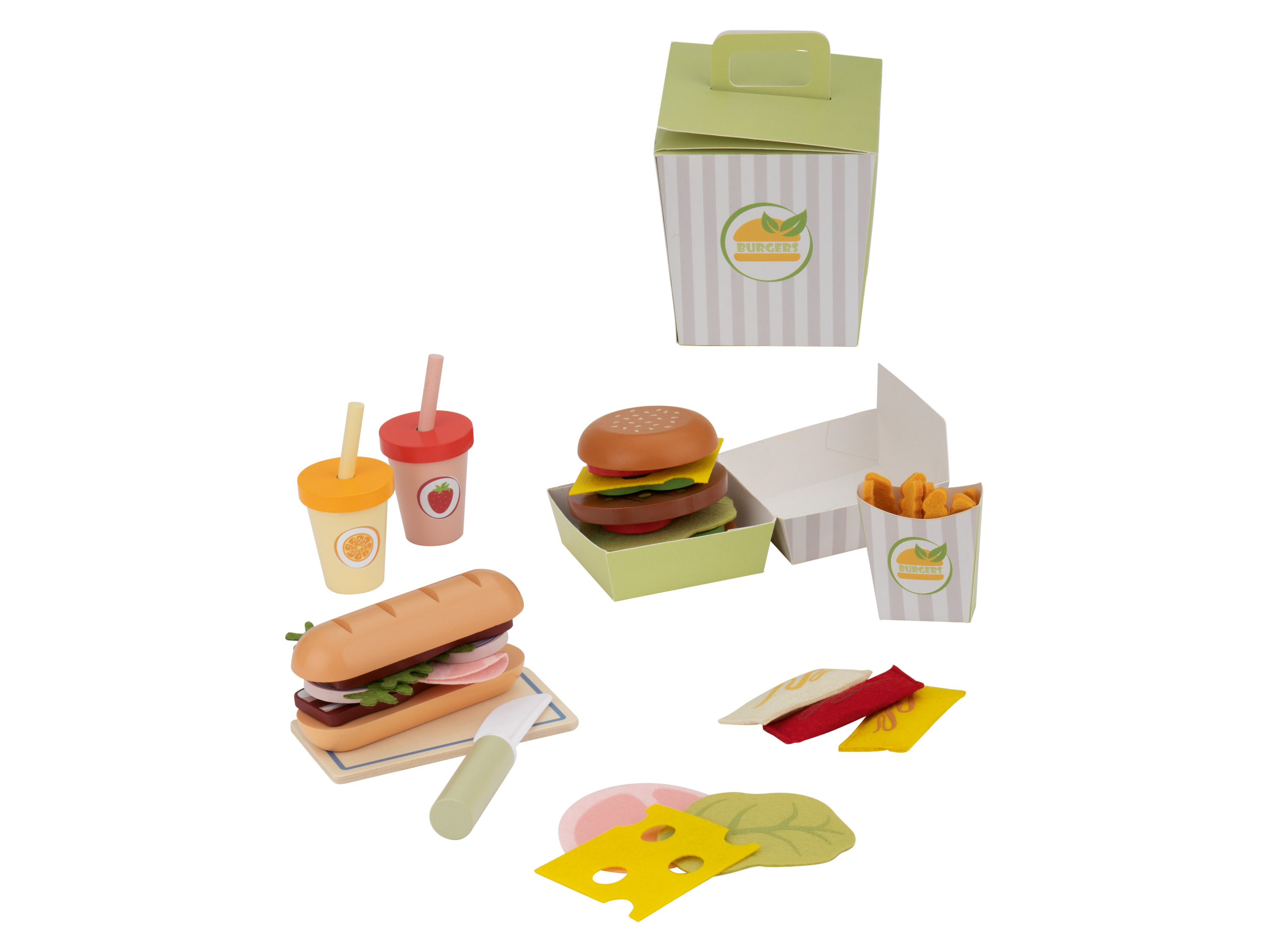 lupilu® Sada dřevěných potravin (burger/bageta)