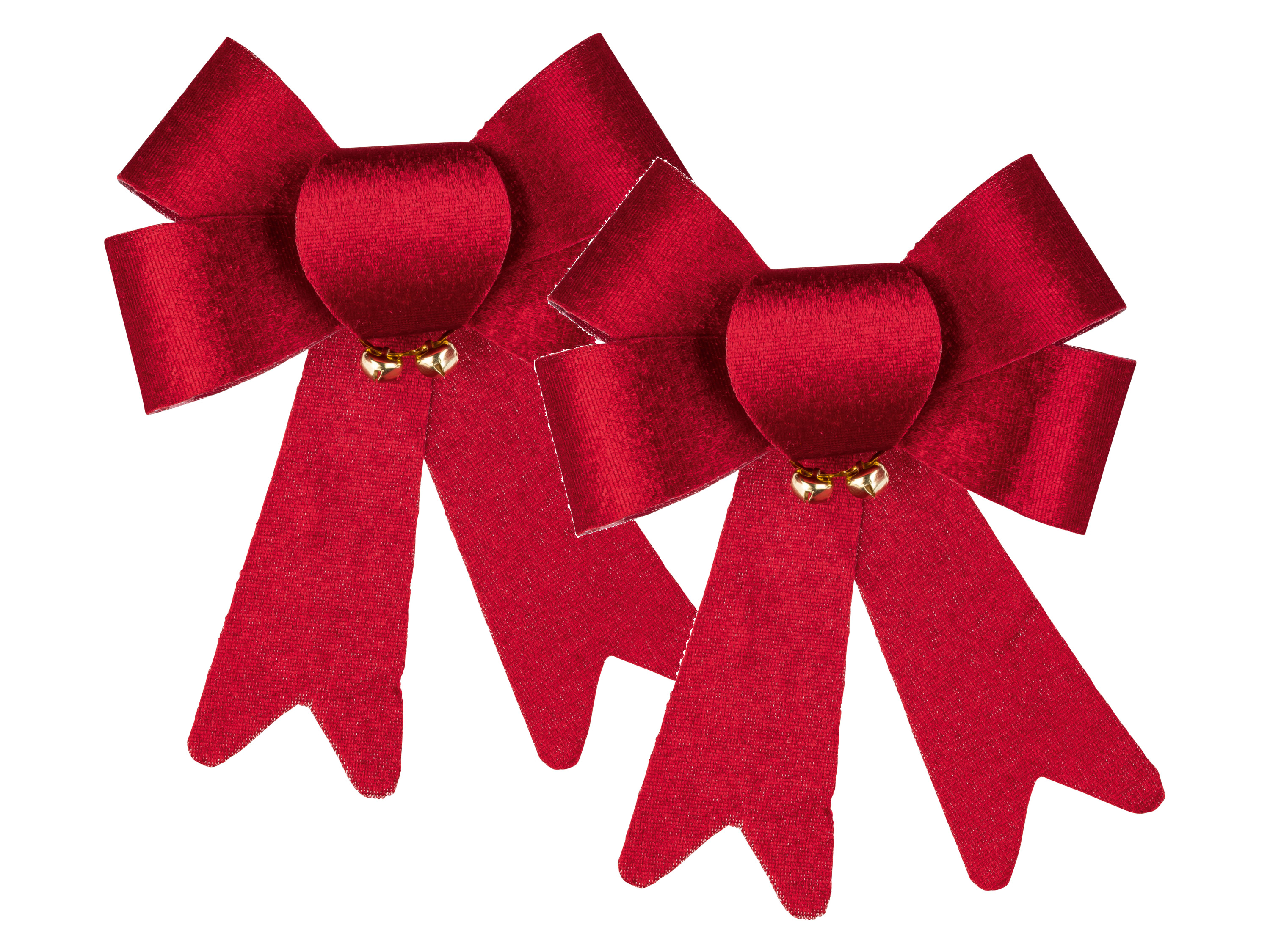 Livarno home Dekorativní mašle se zvonečky, 2 kusy (červená)