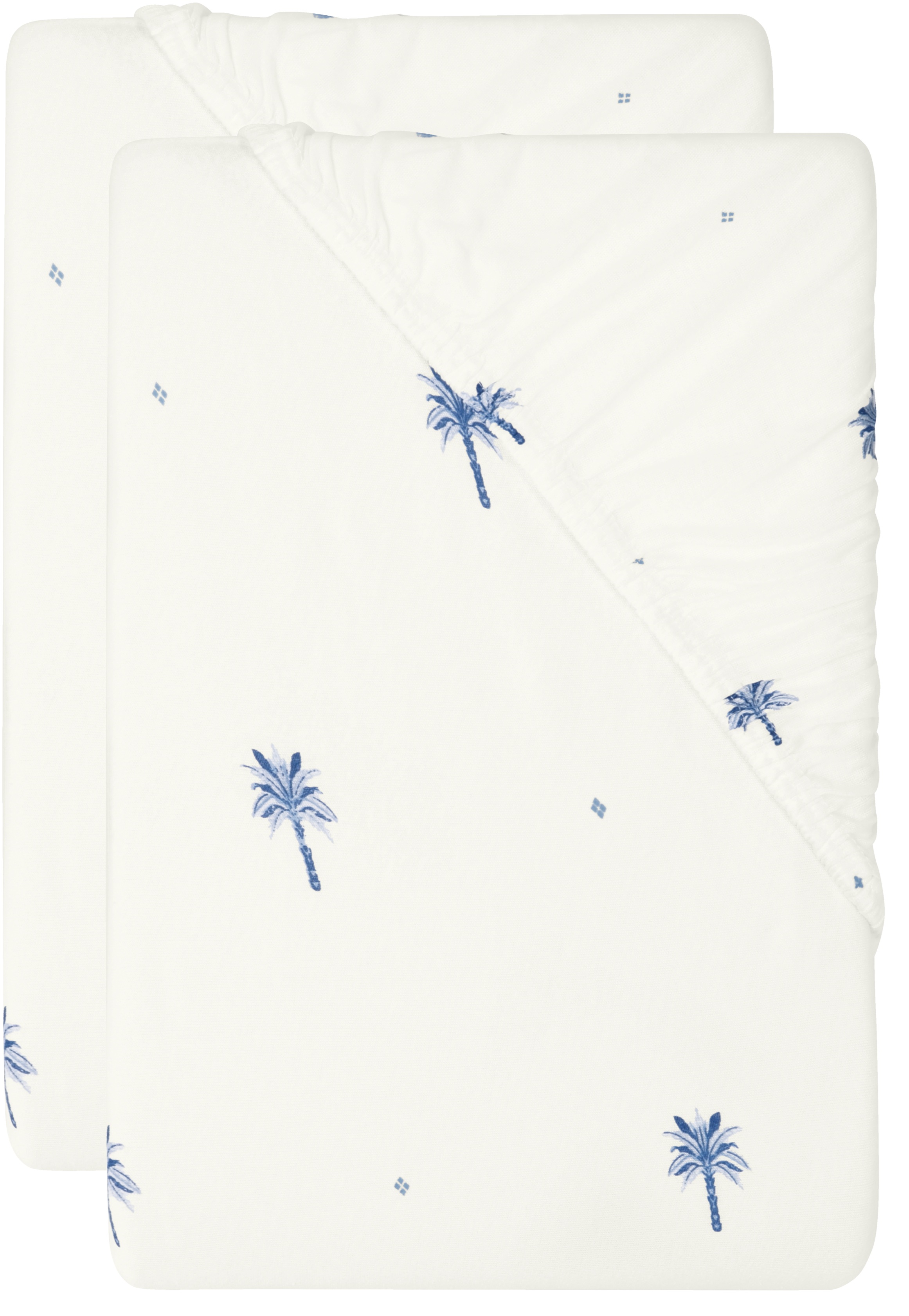 Livarno® Sada žerzejových napínacích prostěradel, 90–100 x 200 cm, 2dílná, palmy