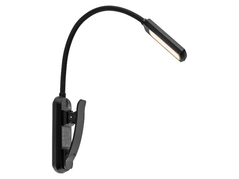 Černá LED lampička na čtení s klipem a flexibilním ramenem