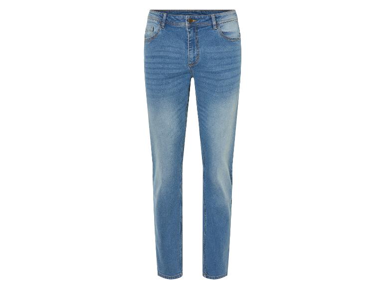 Džíny slim fit, rovný střih, světle modrý denim.