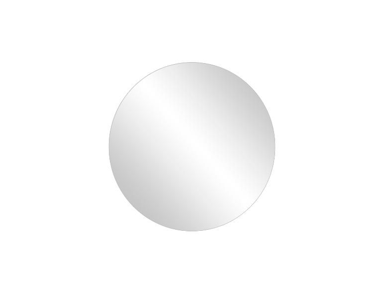 Kulaté zrcadlo s reflexním povrchem na bílém pozadí.