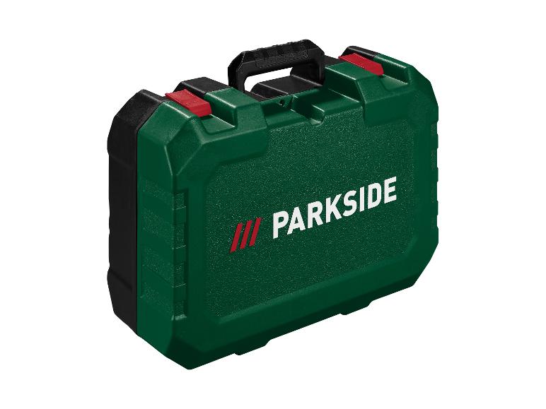 Zelená krabička na nářadí Parkside s rukojetí.