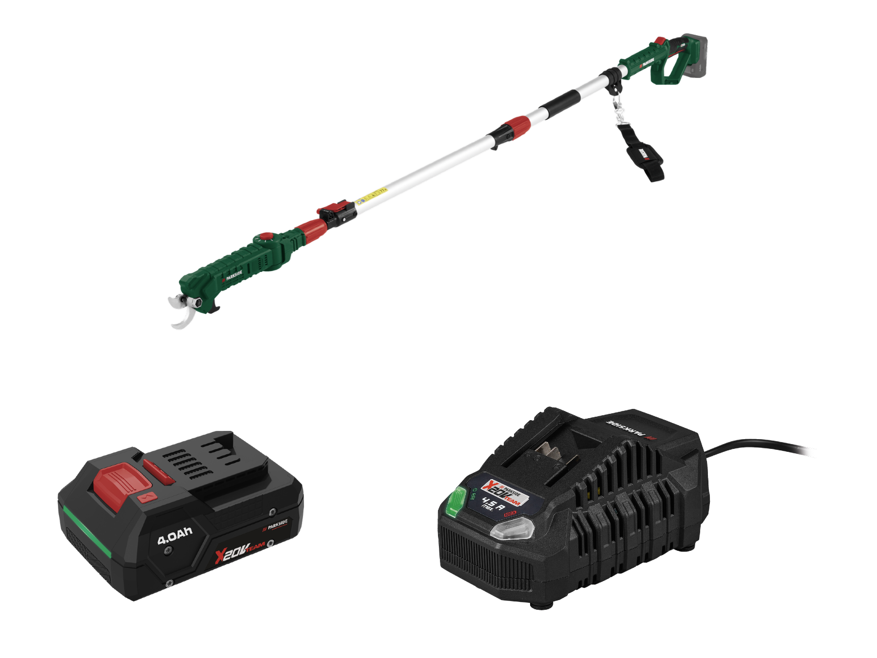 Parkside® Aku teleskopické nůžky na větve Pata 20-Li A1, Smart 4 Ah