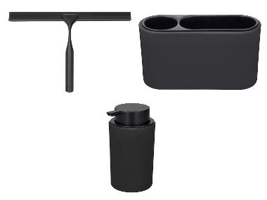 LIVARNO® Stěrka do koupelny a sprchy / Koupelnový a kosmetický organizér / Dávkovač mýdla / černá