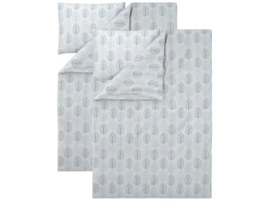 Sada ložního povlečení z jemného flanelu, 140 x 200 cm, 70 x 90 cm, listy/bílá, 2dílná