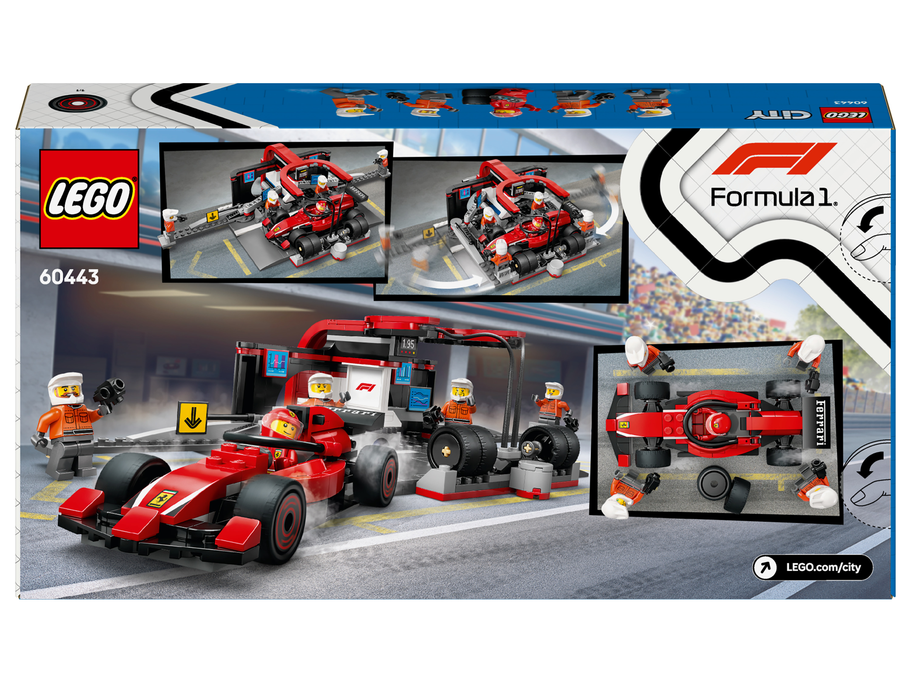 Lego® City 60443 Zastávka v boxech F1 a personál s vozem Ferrari