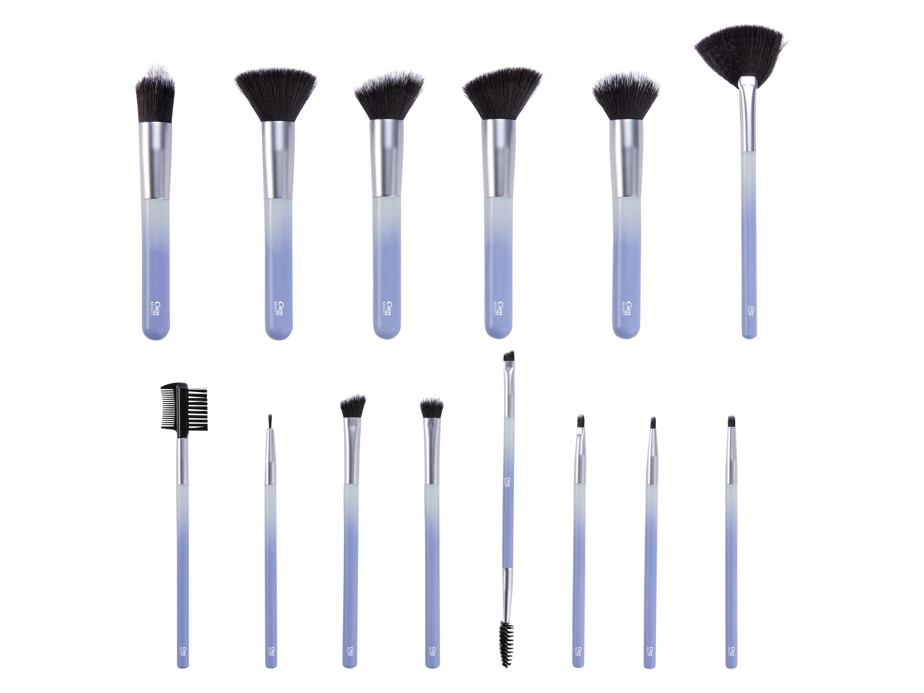 Cien Beauty Sada kosmetických štětců, 14dílná (lila fialová)