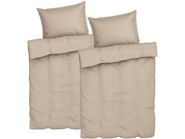 Sada saténového ložního povlečení, 140 x 200 cm, 70 x 90 cm, béžová, 2dílná