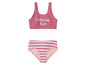 Dívčí dvoudílné plavky s pruhovaným vzorem a nápisem 'California Girl'.