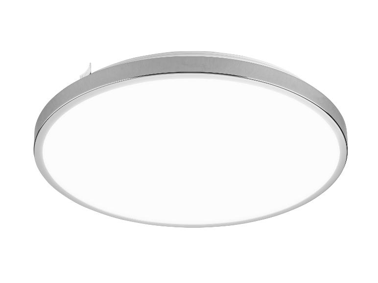 Moderní kulaté LED stropní svítidlo s rámem z broušeného kovu.