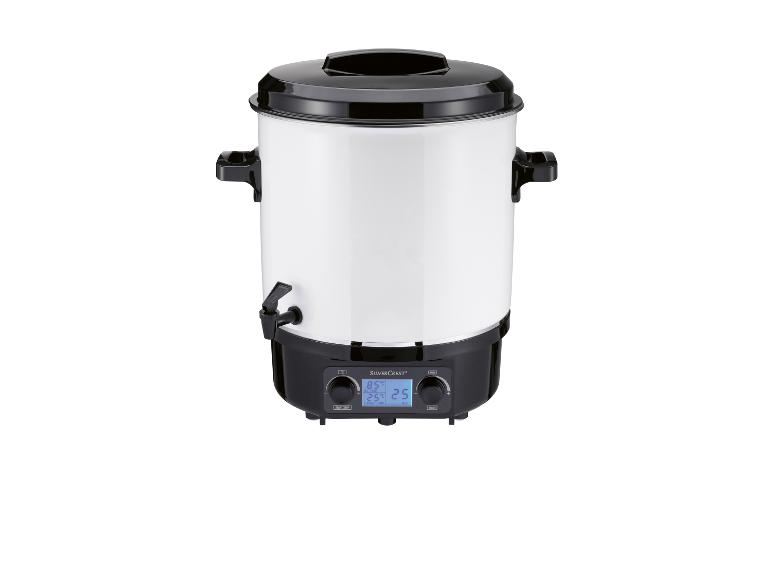 Bílý elektrický ohřívač vody SilverCrest s časovačem.