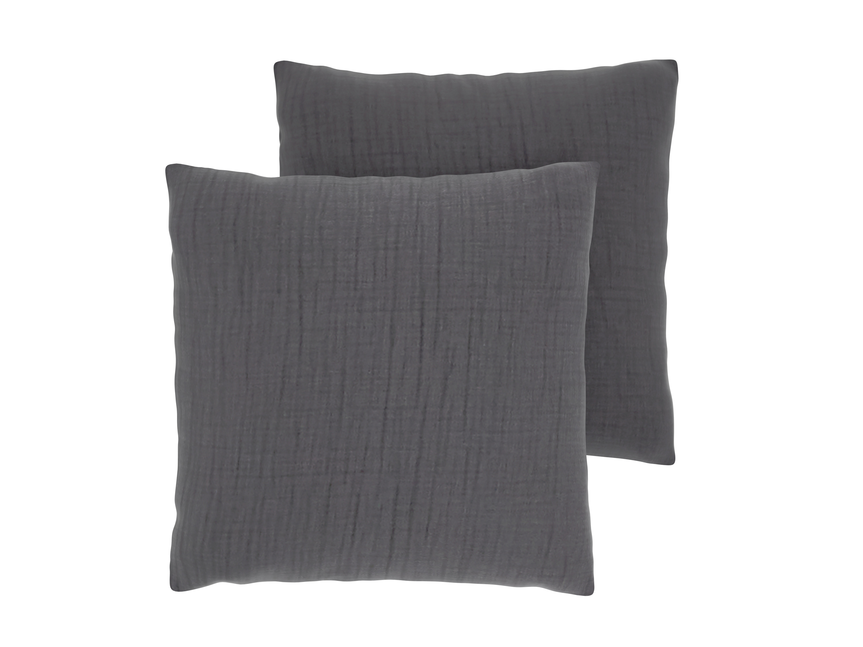 Livarno® Mušelínový potah na polštář, 50 x 60 cm, 2 kusy (šedá)