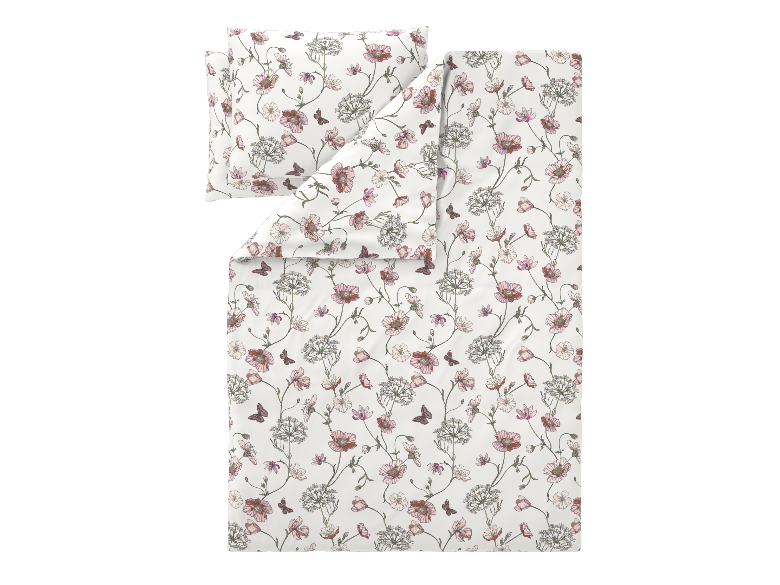 Livarno® Ložní povlečení z mikrovláknitého saténu, 240 x 220 cm, 70 x 90 cm (motýli/bílá)