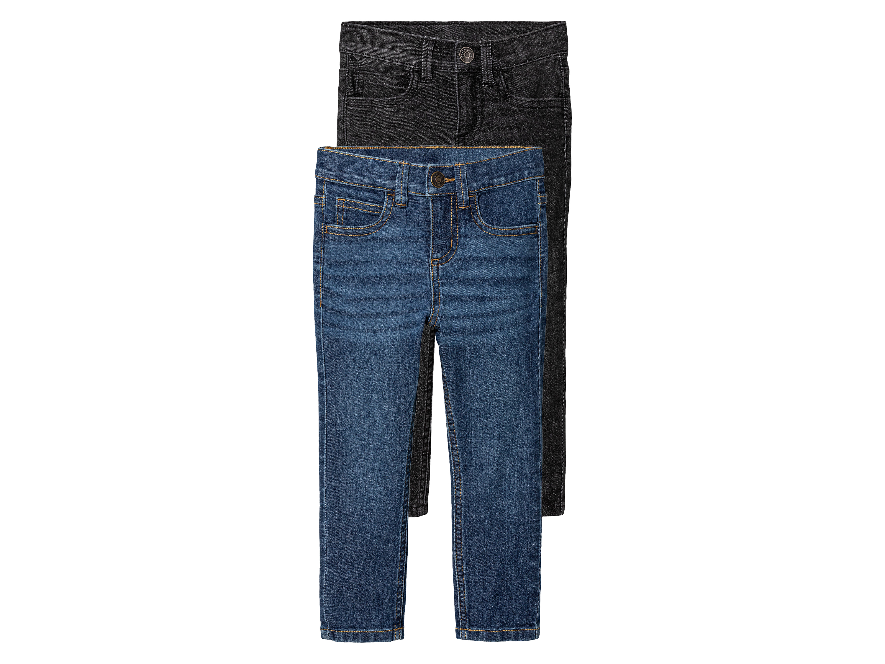 lupilu® Dětské džíny "Slim Fit", 2 kusy (128, černá/modrá)