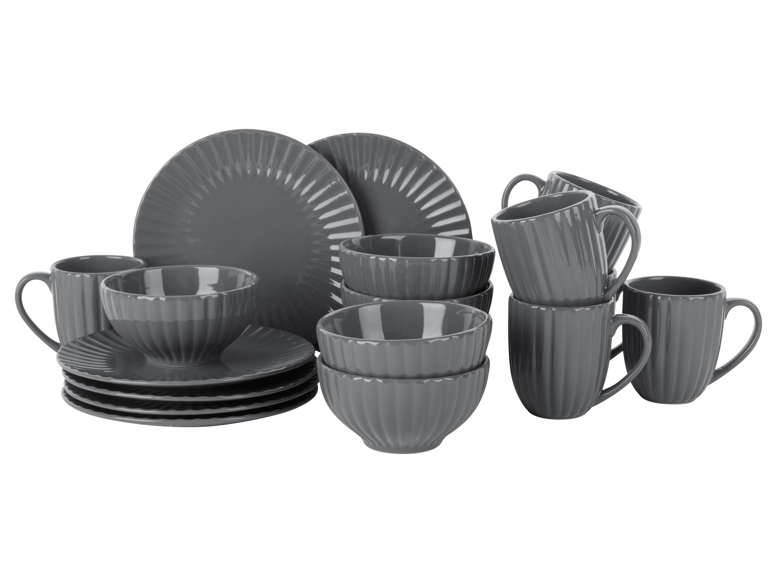 Livarno home Jídelní servis, 18dílná sada (šedá)