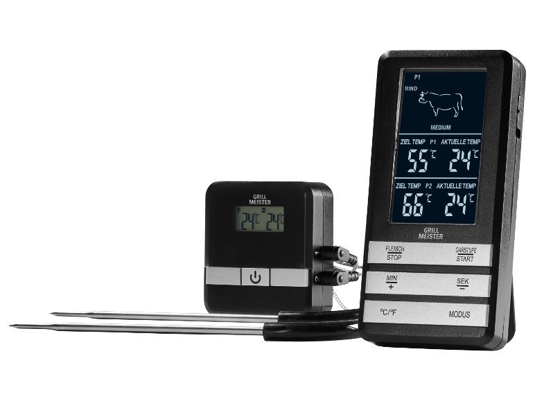 Digitální teploměr na vaření Grill Meister se dvěma sondami a LCD displejem.