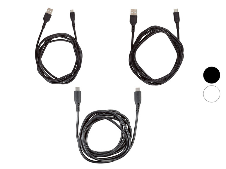  Zobrazit na celou obrazovku TRONIC® Kabel pro nabíjení a přenos dat USB-C, USB-A a Micro, 1,8 m - Obrázek 1