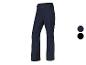 Tmavě modré lyžařské kalhoty s černými detaily a kapsami na zip.