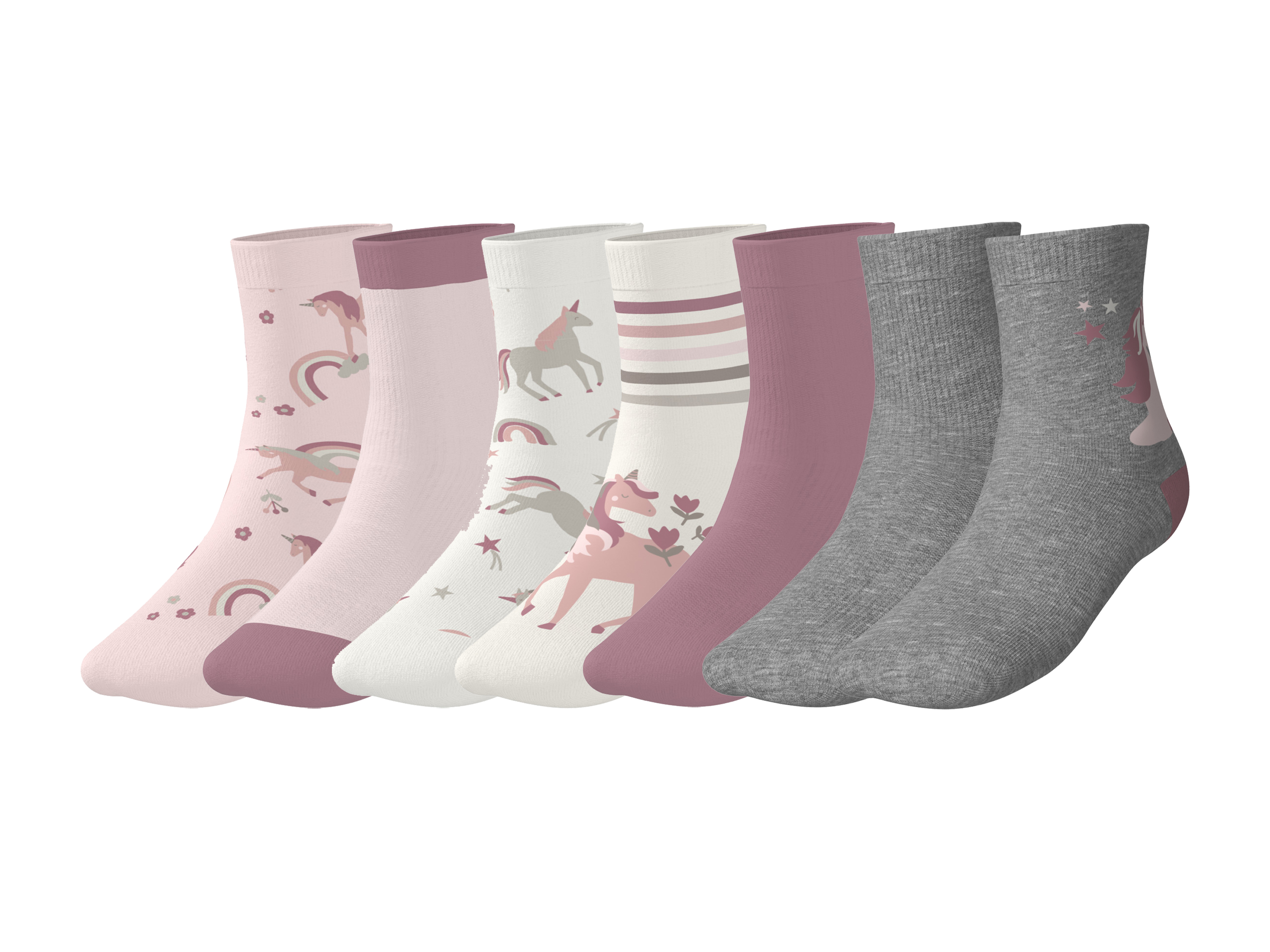 lupilu® Dětské ponožky s BIO bavlnou, 7 párů (světle růžová / šedá, 27-30)