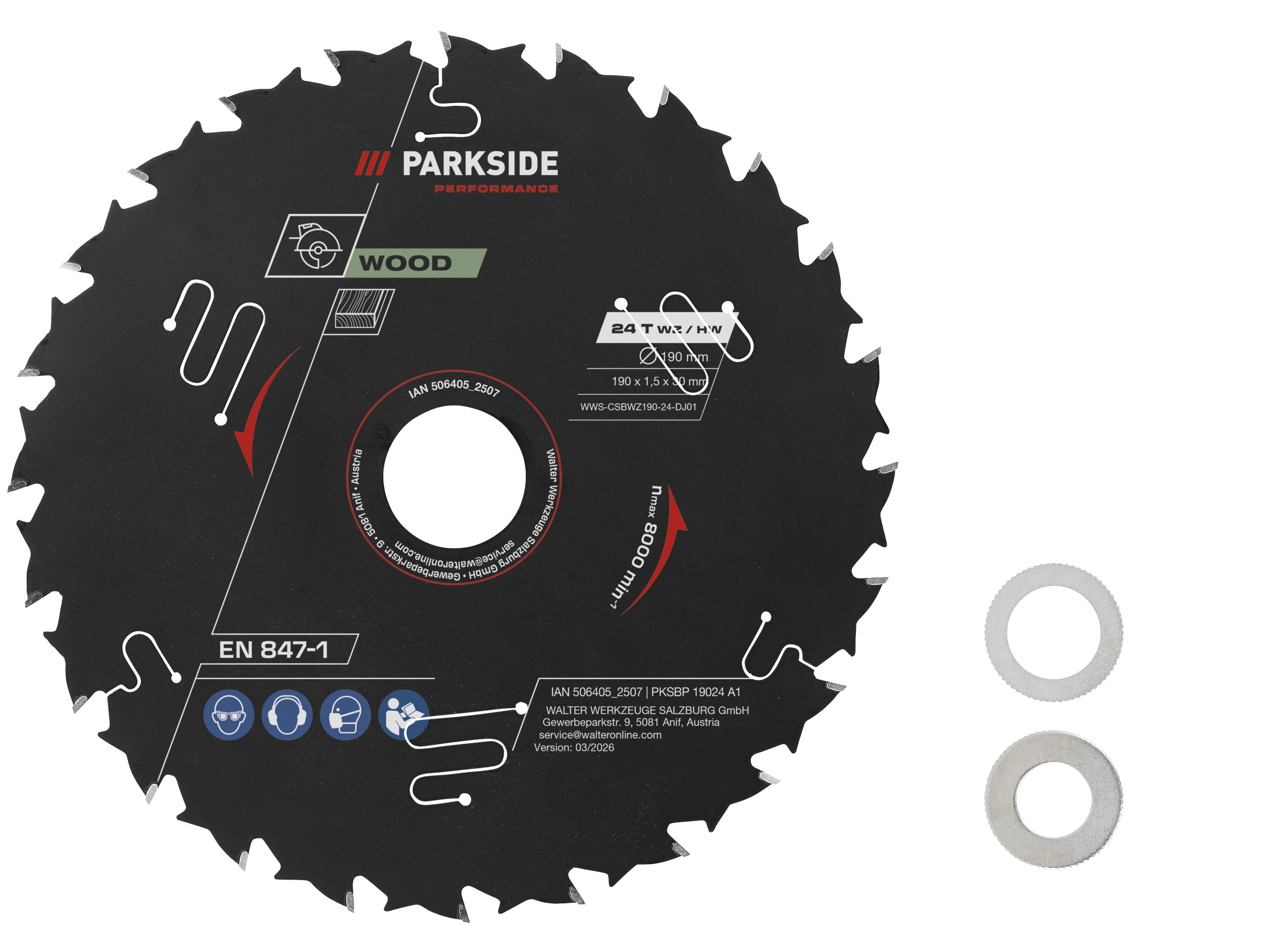 Parkside Performance® Pilový kotouč pro ruční okružní pilu Pksbp 19024 A1 / Pksbp 19048 A1 / Pksbp 19060 A1 (24 zubů)