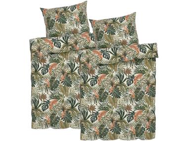 Sada ložního povlečení z mikrovláknitého saténu, 140 x 200 cm, 70 x 90 cm, palmy, 2dílná