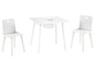 Bílý dětský set se stolem a dvěma židlemi.