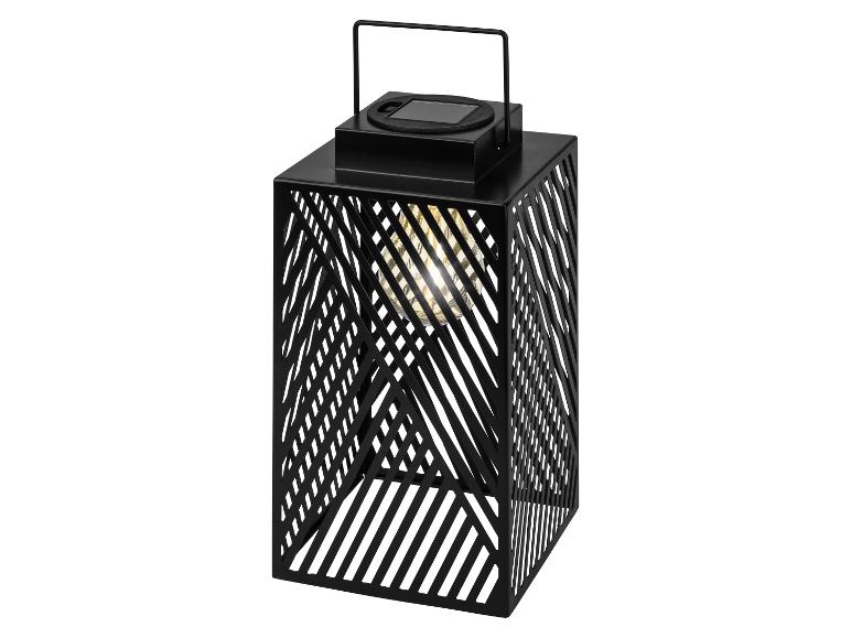 Černá solární LED lampa s mřížkovým vzorem