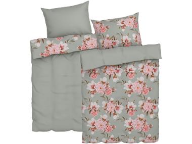 Sada ložního povlečení z mikrovláknitého saténu, 140 x 200 cm, 70 x 90 cm, květiny, 2dílná