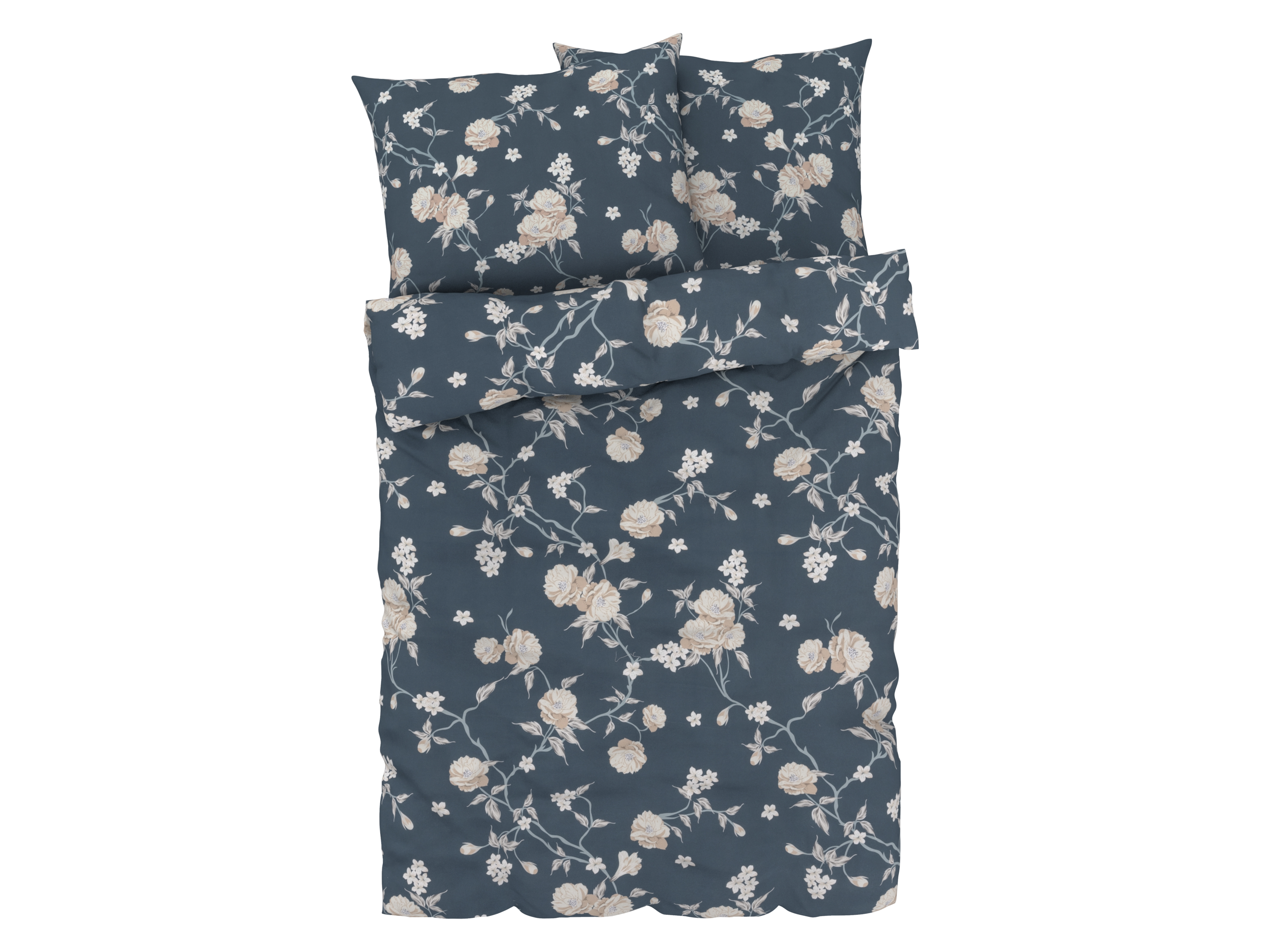 Livarno home Ložní povlečení z mikrovláknitého saténu, 200 x 220 cm, 70 x 90 cm (navy modrá)