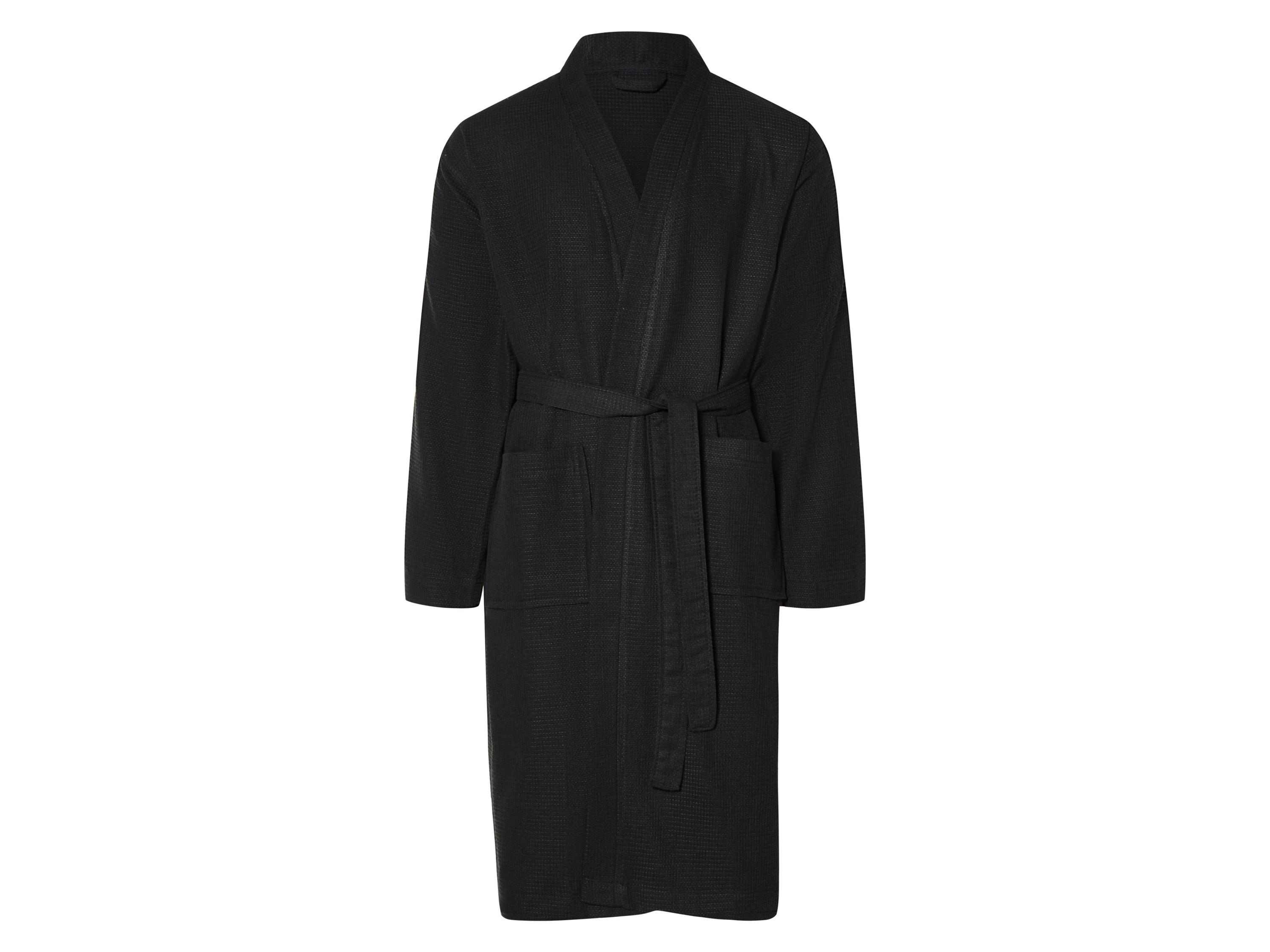 Livarno home Župan unisex, s módní vaflovou strukturou (černá, XL)