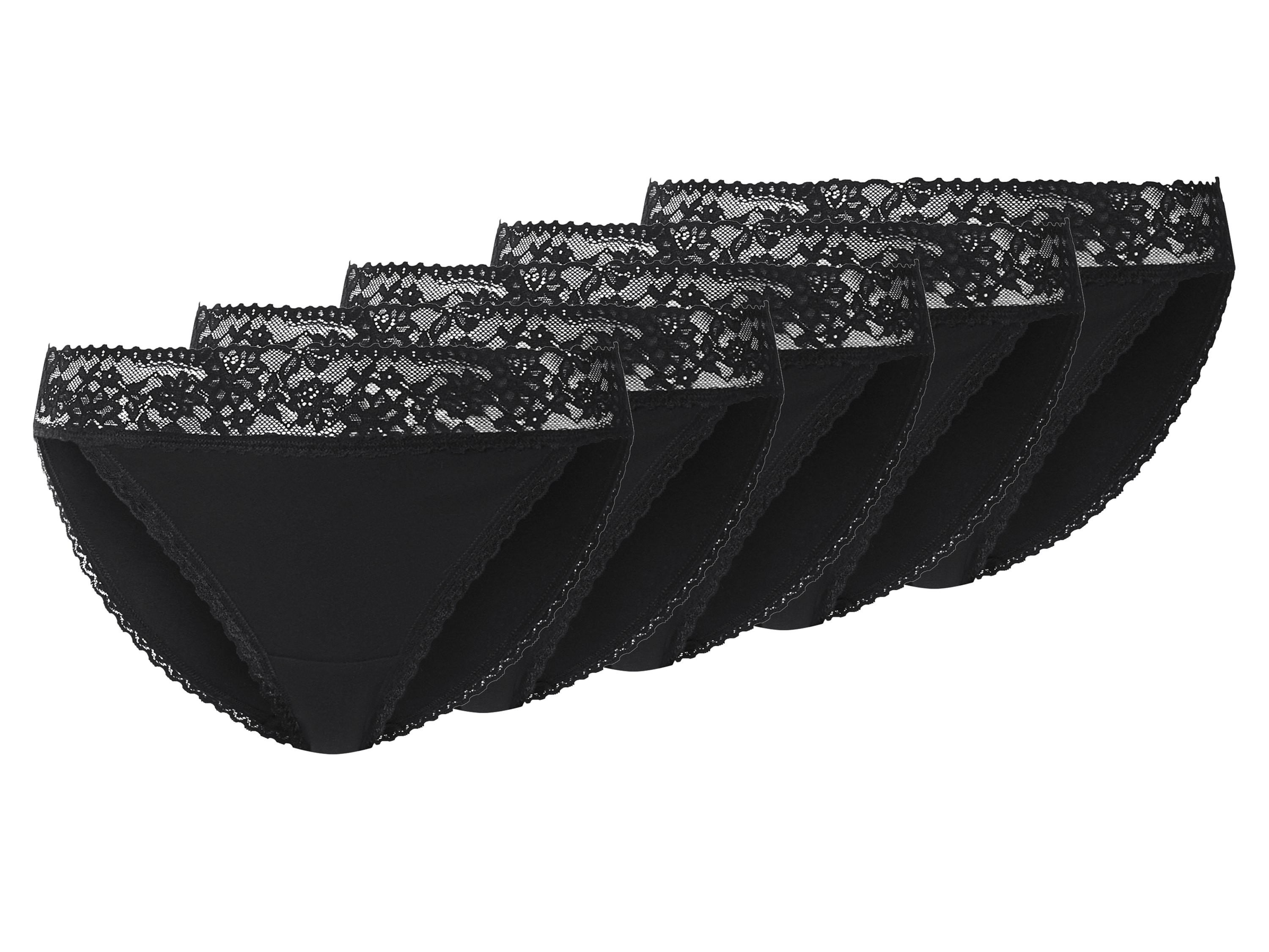 esmara® Dámské kalhotky s krajkou, 5 kusů (černá, M(40/42))