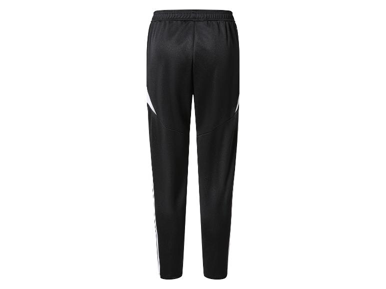 Černé Adidas tepláky s bílými detaily.