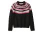 Černý svetr s růžovým a bílým vzorem Fair Isle