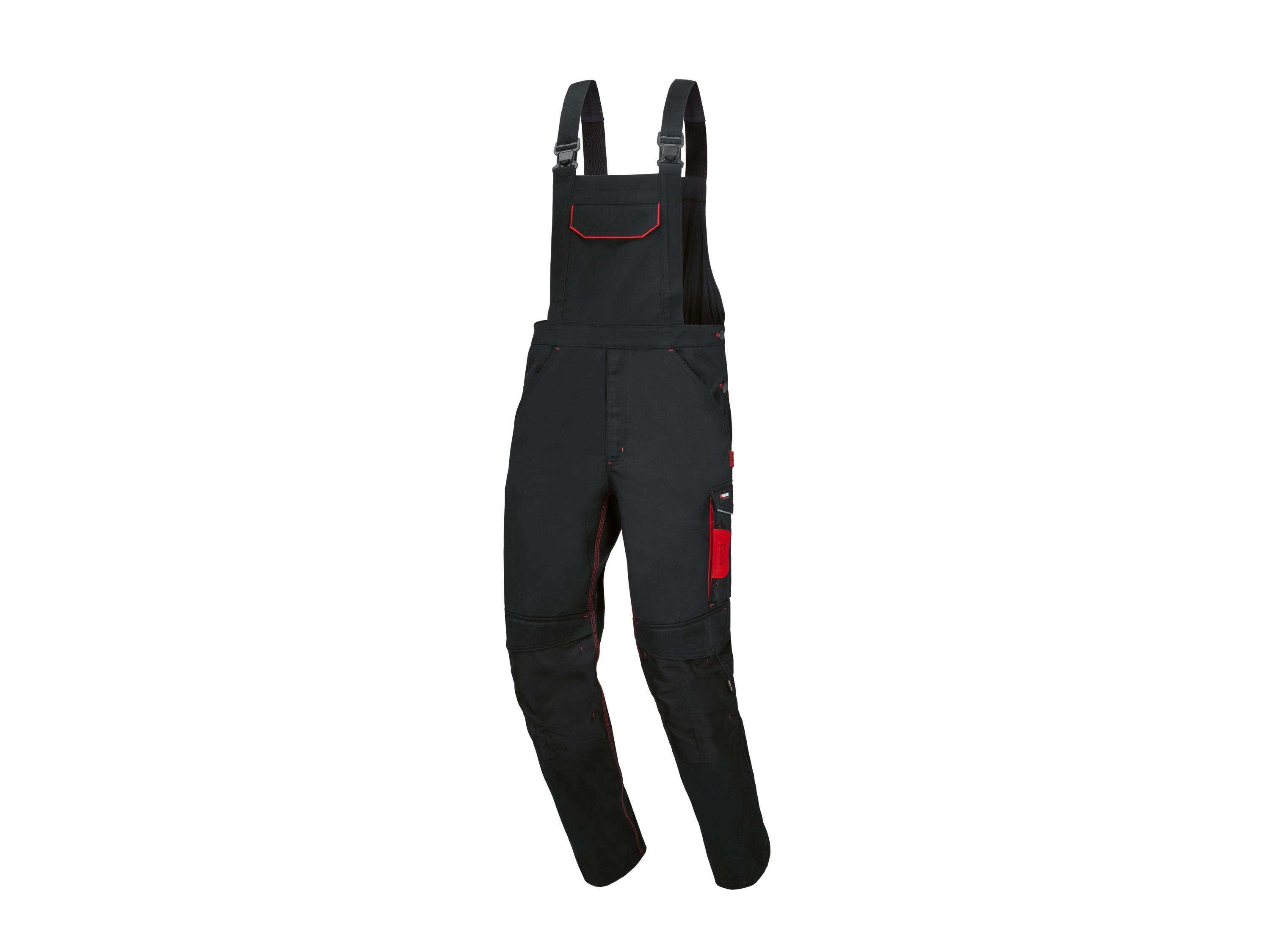 Parkside Performance® Pánské pracovní kalhoty s laclem (černá/červená, XL (56/58))