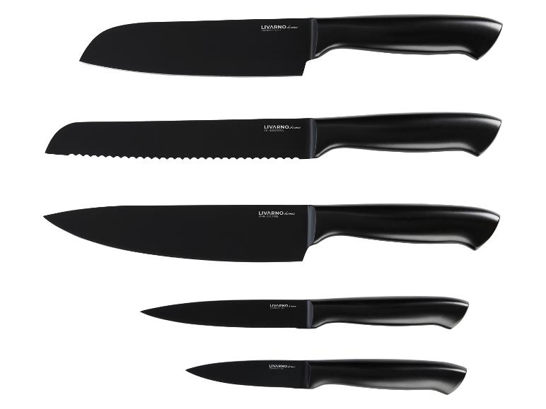 Sada pěti černých nožů Livarno Home.