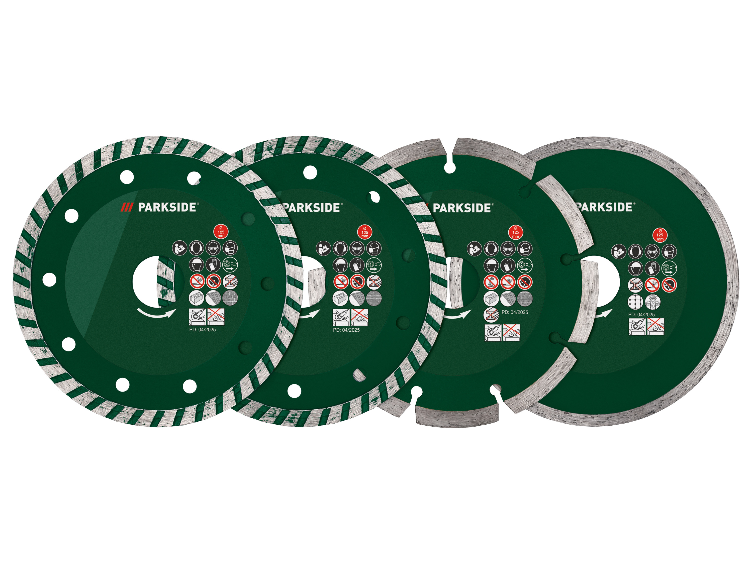 Parkside® Sada řezných kotoučů Pwszs 1, Ø 125 mm (diamantové kotouče, 4dílná sada)