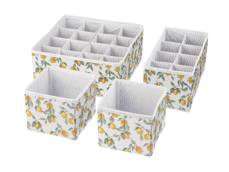 Organizéry do šuplíků s přihrádkami, citronový vzor.