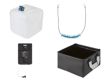 Rocktrail Solární sprcha, 25 l / Kanystr na vodu, 20 l / Kempinkový dřez / Šňůra na prádlo