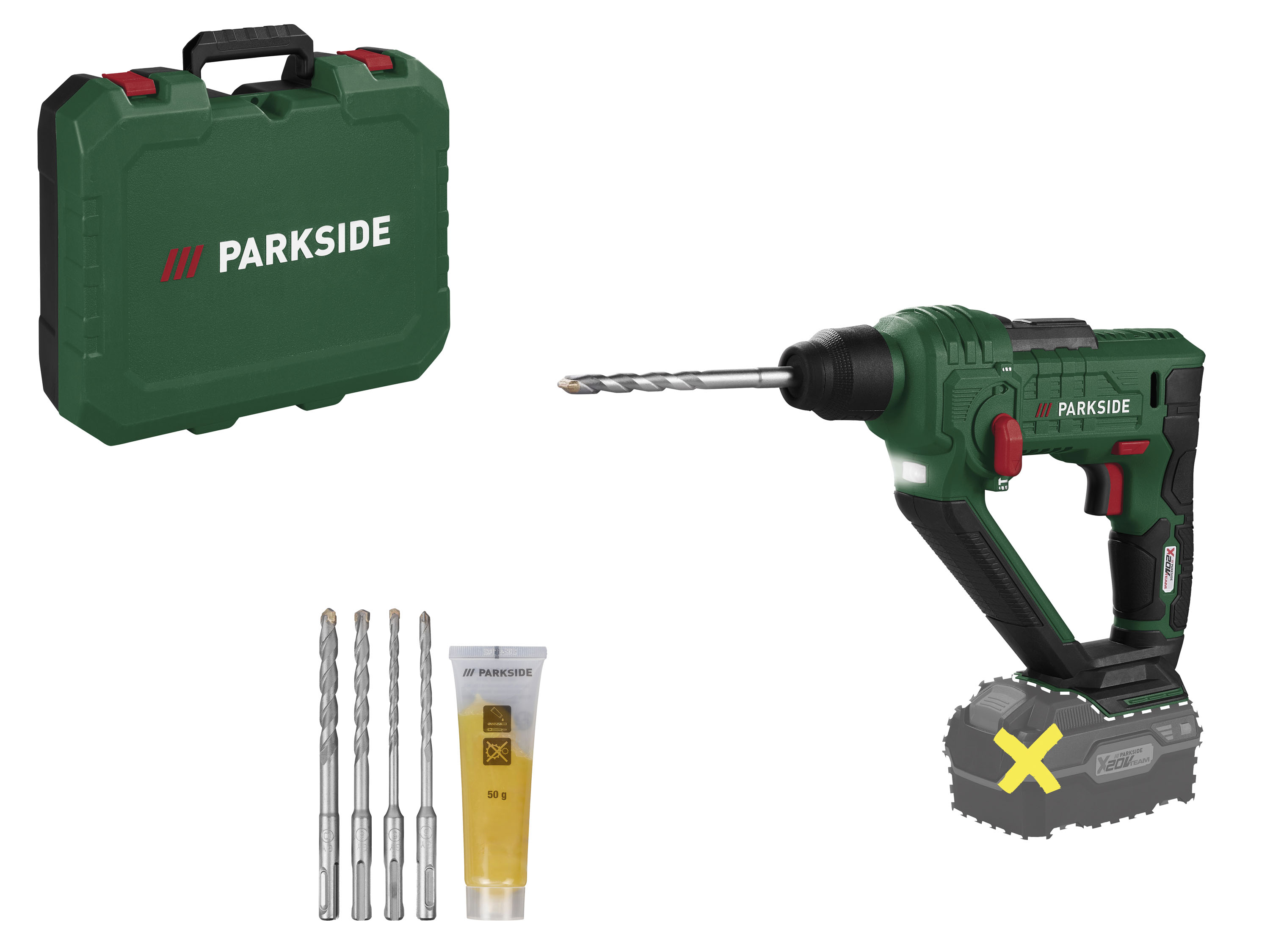 Parkside® 20 V Akku vrtací kladivo »Pabh 20-Li D4«, bez akumulátoru a nabíječky.