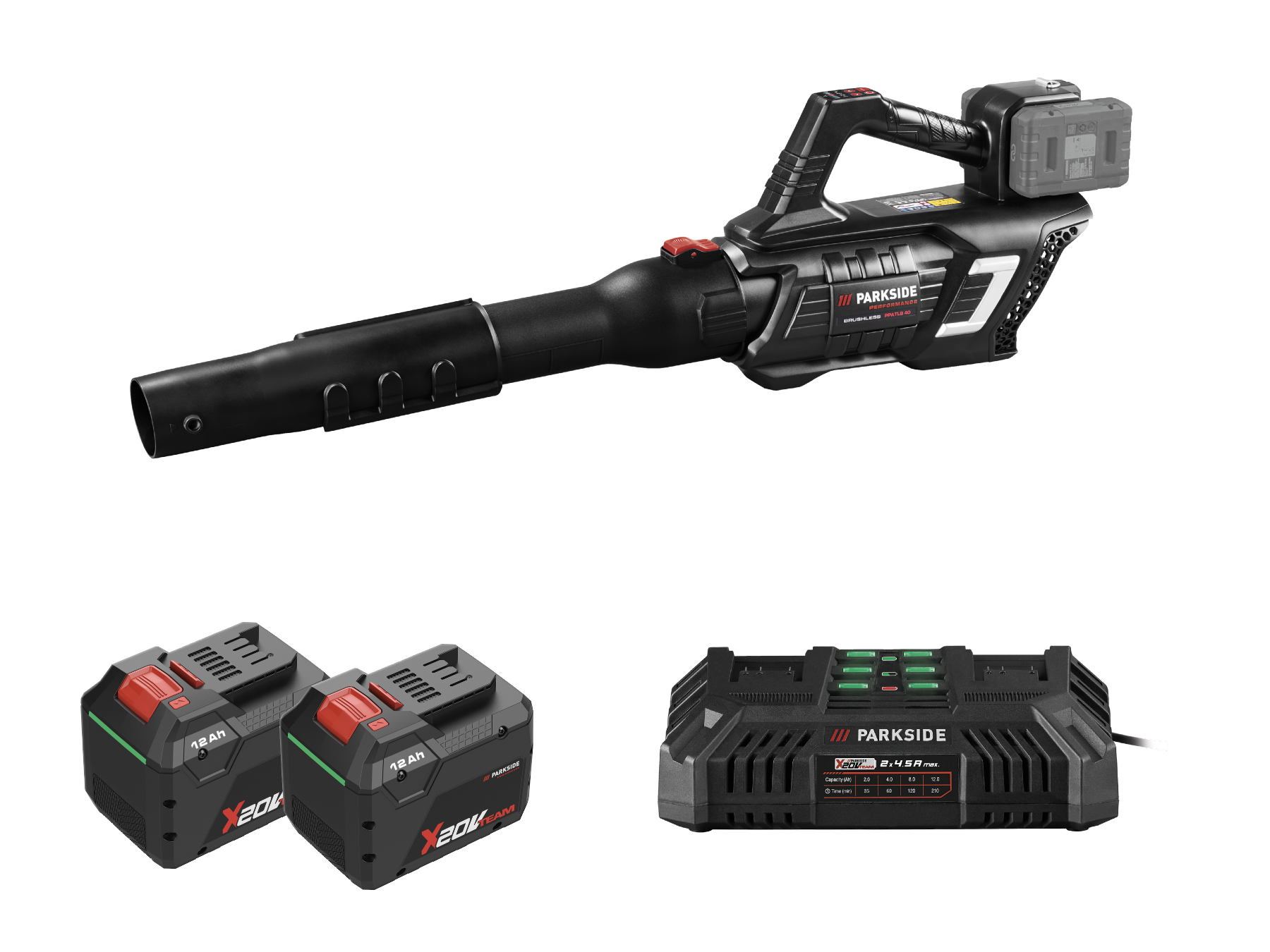 Parkside Performance® Aku foukač listí Ppatlb 40 A1, 2x Smart 12 Ah