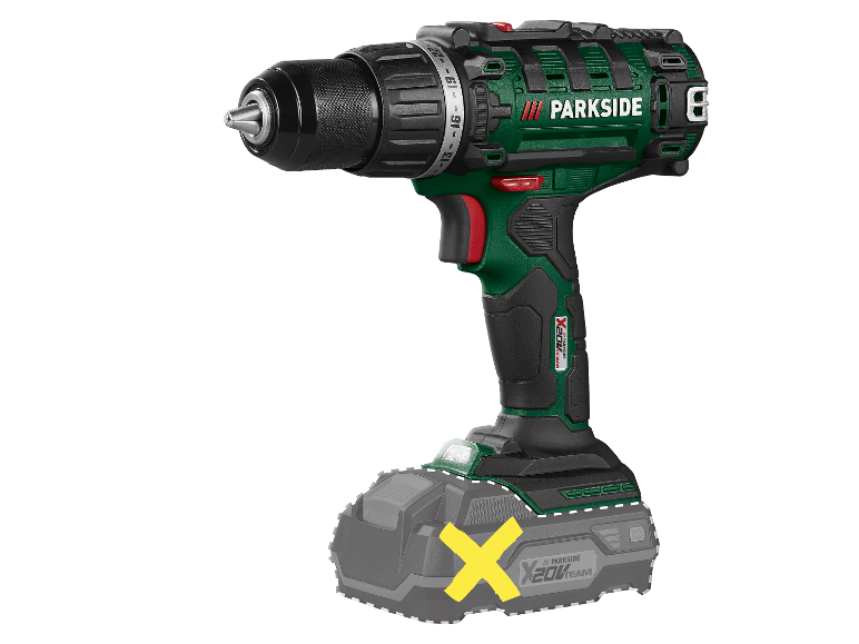 Aku vrtací šroubovák Parkside X20V Team s baterií.