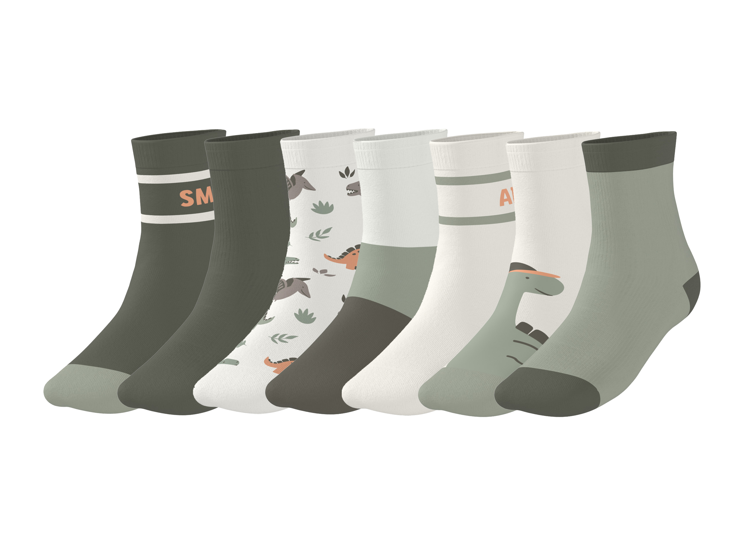 lupilu® Dětské ponožky s BIO bavlnou, 7 párů (zelená/bílá, 27-30)