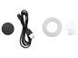 USB kabel, kulatý houba, kartáč a kulatý černý brusný kotouč.