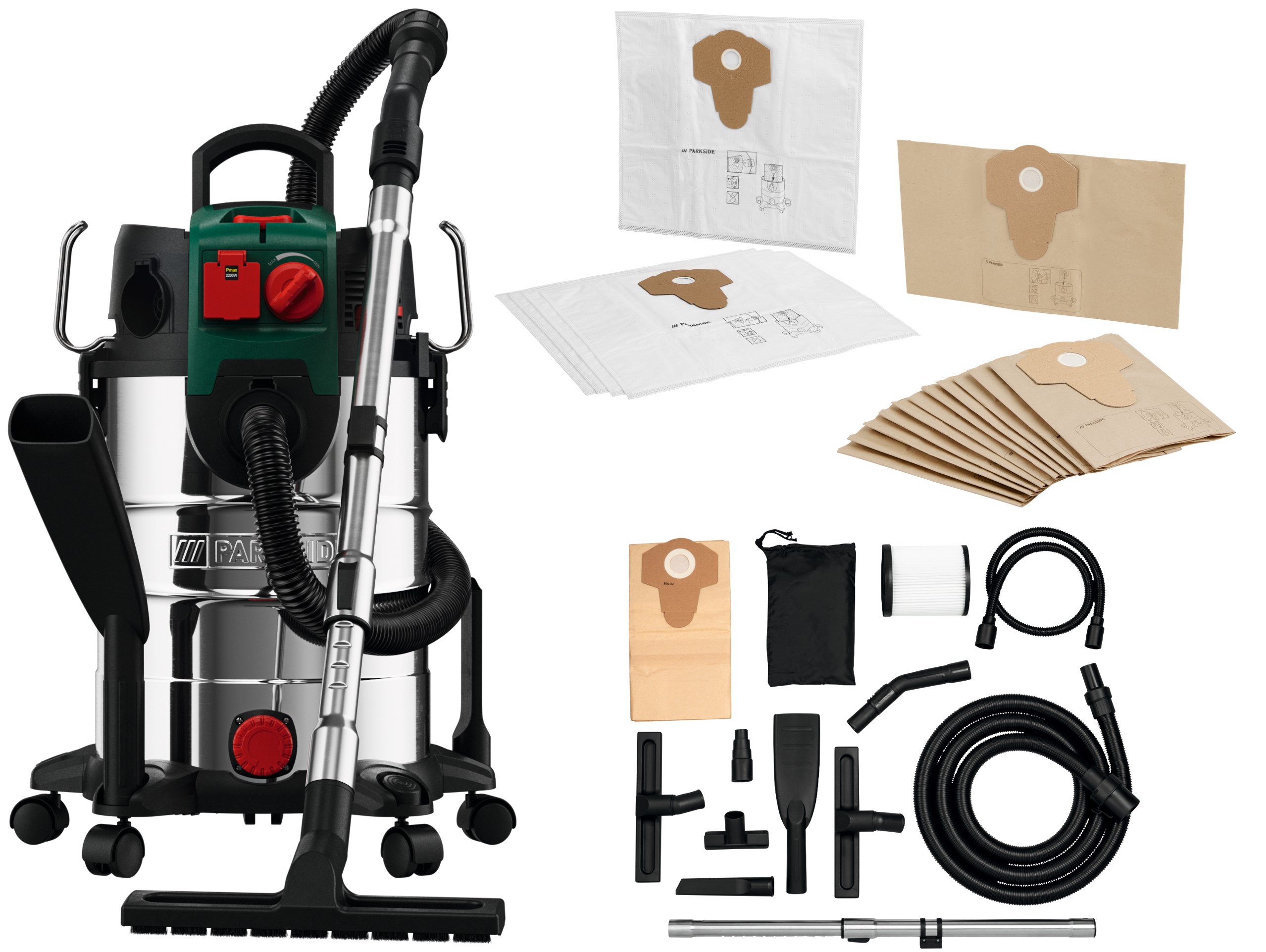 PARKSIDE® Vysavač na mokré a suché vysávání PWD 30 B1 se sadou filtračních sáčků